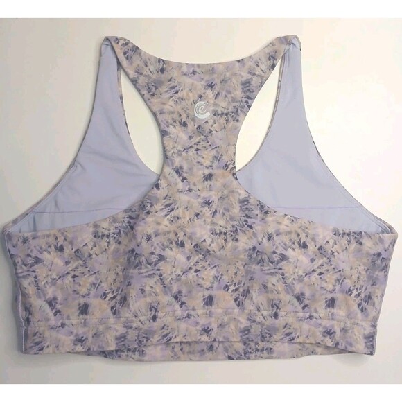 Calme Johnny Was Sports Bra Sz L Endurance Cosmic Purple Print Racer Back - Picture 2 of 11